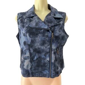 Body Central Blue Camouflage Vest Woman Size Small Zipper Grunge Y2K Vibe
